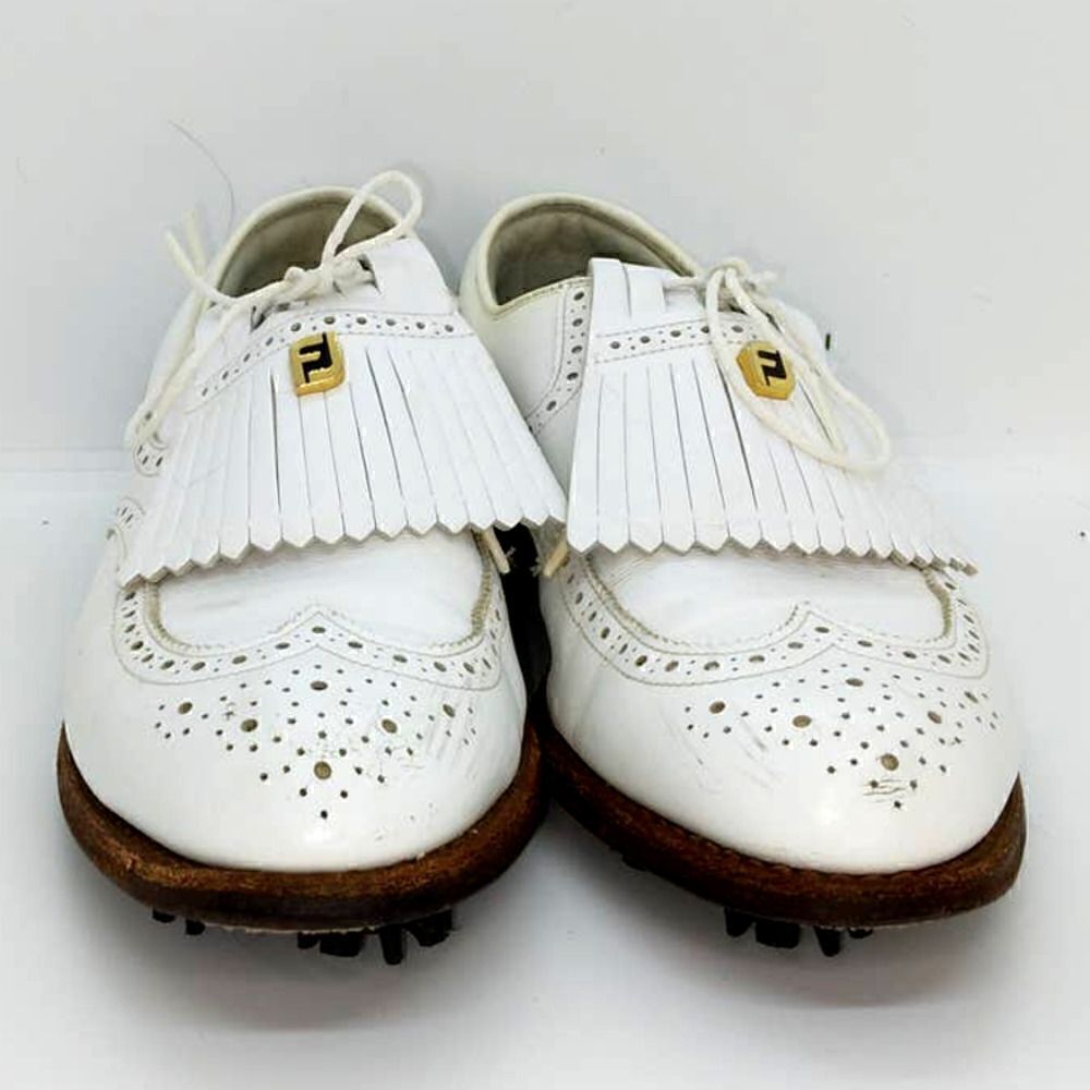 Men's Pre-owned "Foot Joy Classic Leather WingTip" Golf Shoes-sz. 7 narrow width